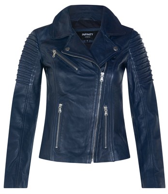 blue leather moto jacket