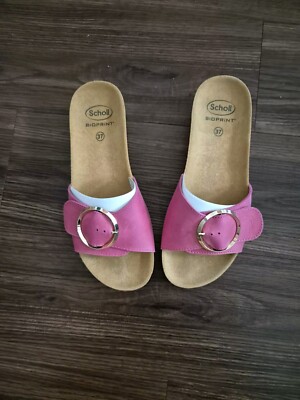 Scholl Amalfi Mule Leder fuchsia Gr. 37   Bioprint Pantoletten 