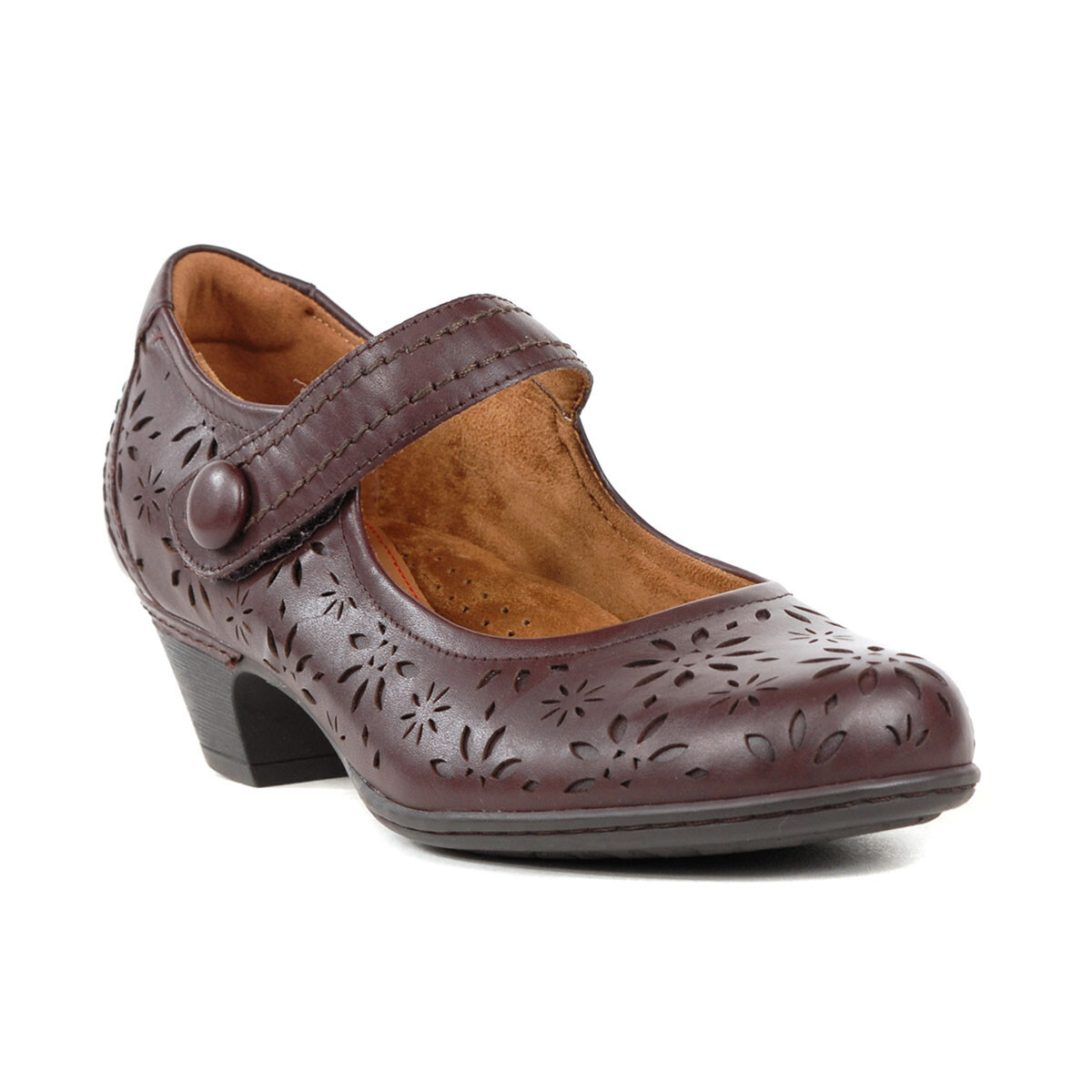 Cobb Hill Women's Alesia Detailed Cabernet Leather Block Heel