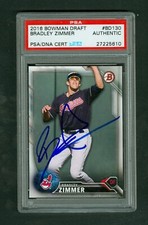 Bradley Zimmer 2016 Bowman Draft BD-130 PSA/DNA Encased Autograph