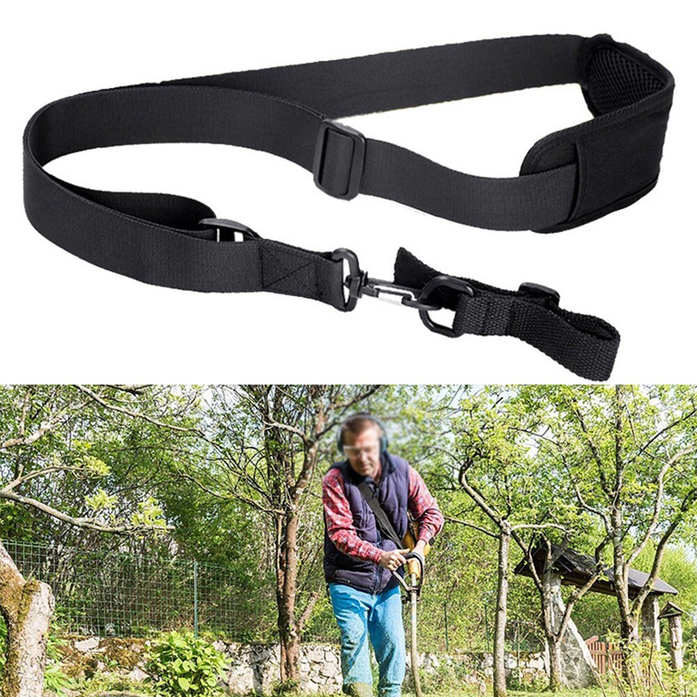 Padded Belt Shoulder Strap Harness For Brush Cutter Trimmer Lawn Mowers Black