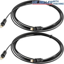 (2-pack) 10 FT Digital Fiber Optic Audio Cable Cord Optical SPDIF TosLink