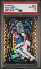 2024 PANINI SELECT GOLD DRAGON SCALE #342 JJ MCCARTHY ROOKIE RC 8/10 PSA 10