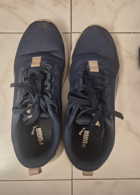 PUMA damen Sneaker Low Top blau Stoff Schnürung Komfort Freizeit EU 35