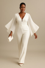 Combinaison pantalon en crêpe blanc – Élégance plissée Christiane Boutique