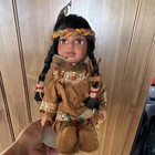 Native American Style Doll Braided Hair Suede Fringe Outfit Beaded Details — photo 1