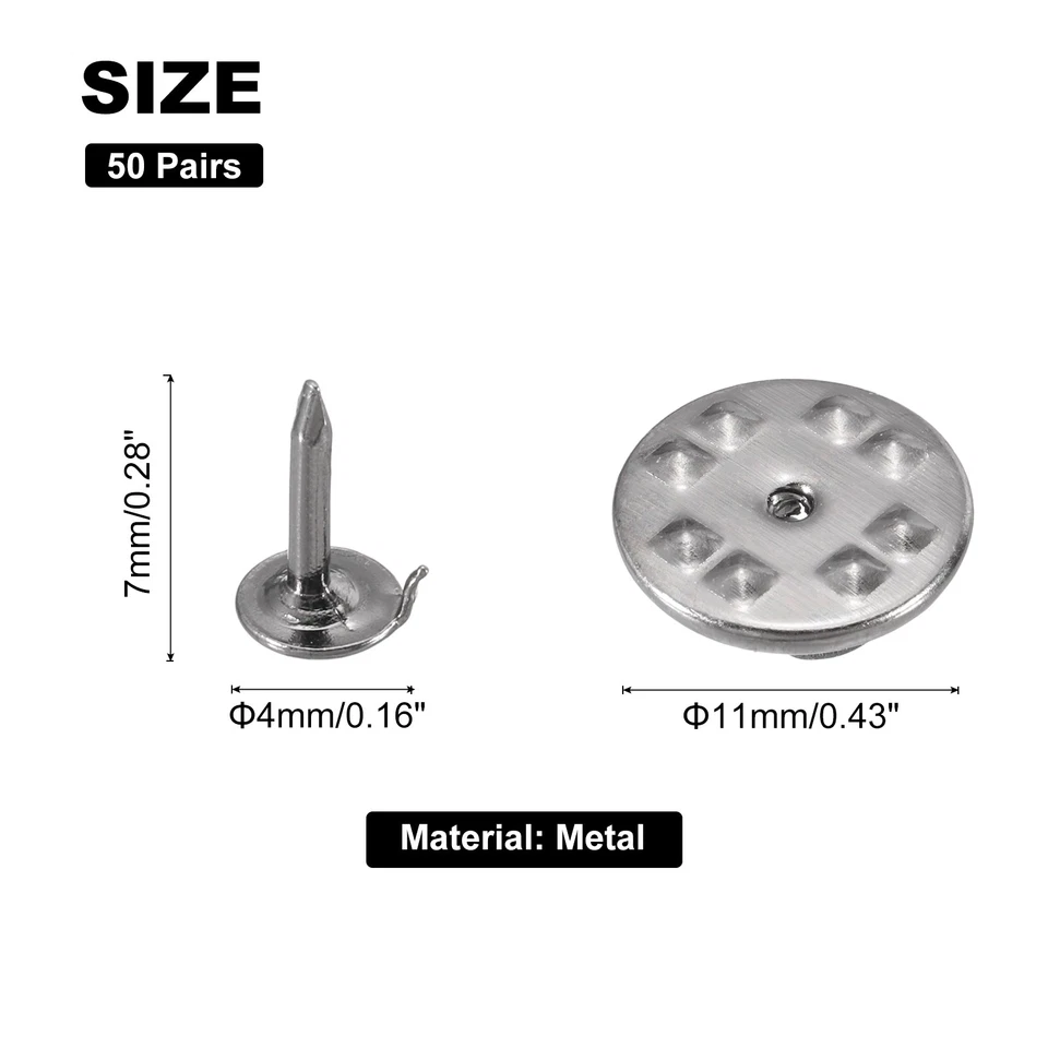 50 Pairs Metal Pin Backs, Butterfly Locking Pin Backs 11mm x 4mm, Grey - Imagem 2 de 4