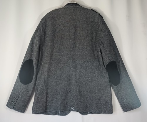 Perry Ellis Portfolio Mens Large Tweed Sport Coat Blazer Black Grey Elbow Patch - Picture 14 of 22