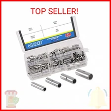 Glarks 220Pcs Non-Insulated Butt Connectors Assortment Kit, 22-16/16-14/14-12/12