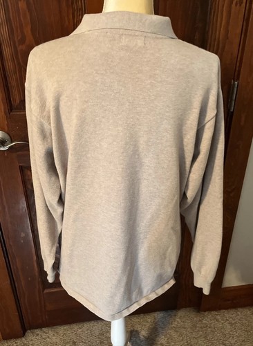 Polo uomo Izod beige manica lunga pullover logo ricamato taglia L cotone - Foto 9 di 9