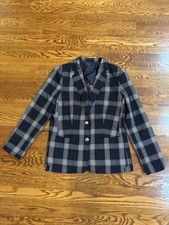 Tommy Hilfiger Navy Blue Red Plaid Women  s 12 Jacket Blazer