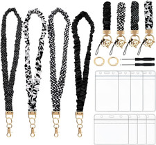 8 Pcs Stretchy Scrunchie Lanyards for ID Badges  Keys   Cute Neck Lanyard with