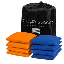 Play Platoon Premium Weather Resistant Duckcloth Cornhole Bags - Orange & Blue