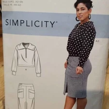 Simplicity R10741/9182 Size 16-24 Knit Top & Skirt Pattern