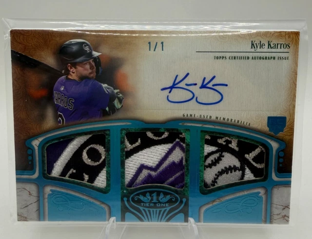 2026 Topps Tier One 1/1 Kyle Karros Auto Triple Patch RC, schöner Patch