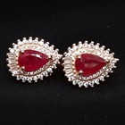 5.20ctw Ruby & White Sapphire Baguette 14K Rose Gold 925 Silver Earrings — photo 3