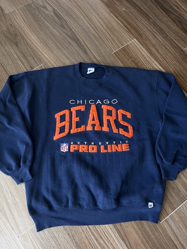 VTG Chicago Bears XL Sweatshirt Russell Athletic NFL Authentic Pro Line Blue 90s - Picture 2 of 6