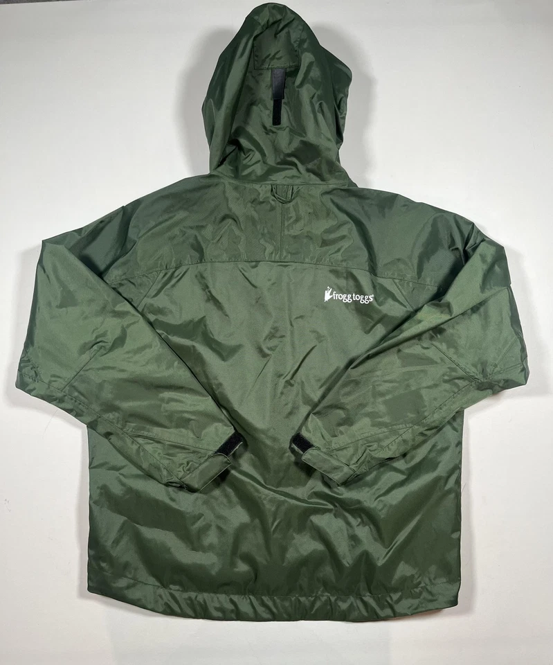 Chaqueta Frogg Toggs Para Hombre M/L Verde Con Capucha Lluvia Cortavientos Nylon Exterior Foto 2 de 4