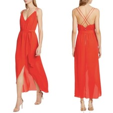 Alice + Olivia Susana Strappy Faux Wrap High Low Dress Cherry Red Size 0