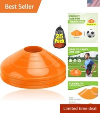 Durable Agility Training Cones with Carry Bag - 25 Neon Orange Cones Included