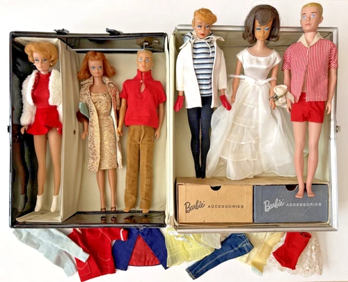 Vintage 60s Barbie Case w/Ponytail #5 Doll, Bubblecut, Fashion Queen, Kens Midge