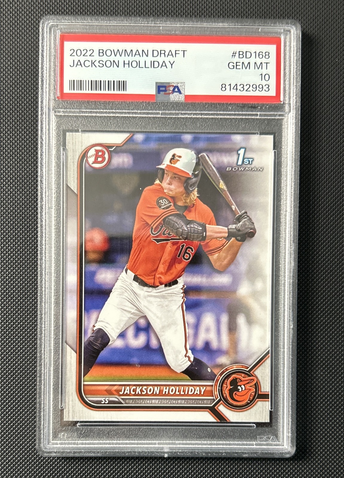 2022 Bowman Draft - Jackson Holliday #BD-168 (RC) PSA 10 view 1