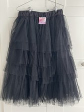 Women Layered Ruffles Tulle Skirt Elastic Waist by Chicwish In Black NWT Size XL