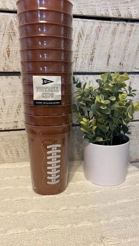 12pk 22 fl oz Football Reusable Plastic Cups Bulk Football Party Supply (NEW)