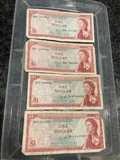 Lot Of Four (4) East Caribbean Currency Authority One Dollar Banknotes  $1 Bills