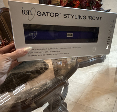 ion Gator Styling Iron 1'' Titanium 450°F Auto Shut-Off Adjustable Heat Purple