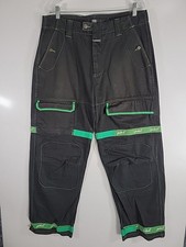 Le Jean De Marithe Francois Girbaud Black Denim Cargo Pants Logo Straps Size 36