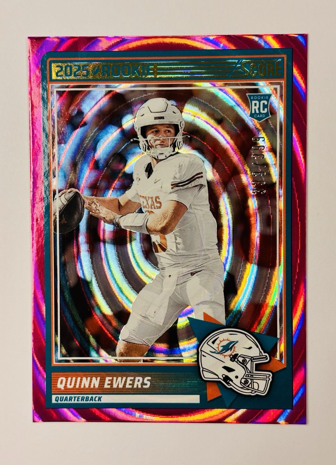 2025 Score Ellipse Quinn Ewers, Miami Dolphins RC /399 Rookie RC #75