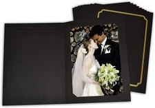 10 Pack 4x6 5x7 Photo Folders Black Gold Lining Cardboard Frames