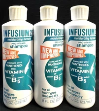 3 infusium pro-vitamin shampoo 8oz samples ea heavily scuffed exterior