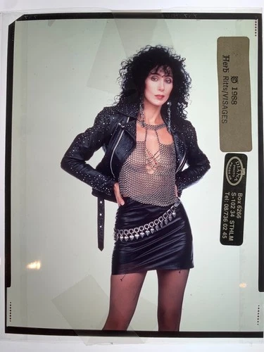 CHER - Rare Original Press Photo Transparency by HERB RITTS 1988