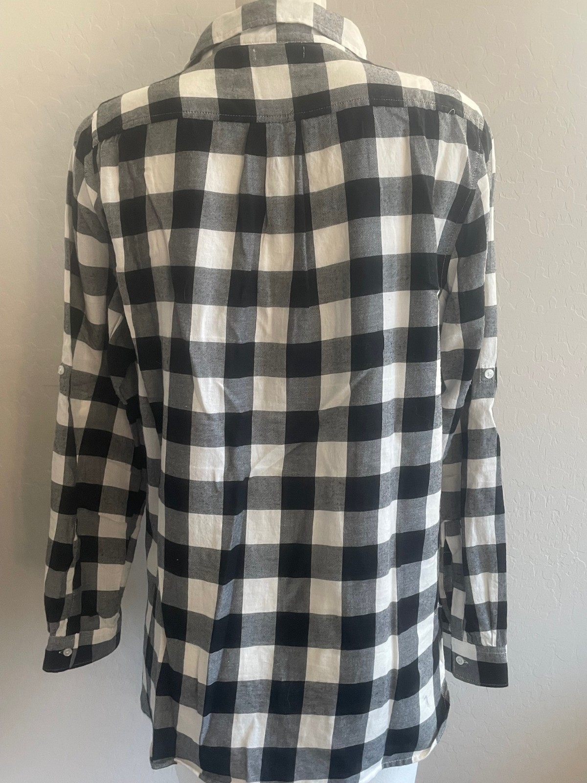 Gap Black White Buffalo Flannel Plaid Henley Styl… - image 4