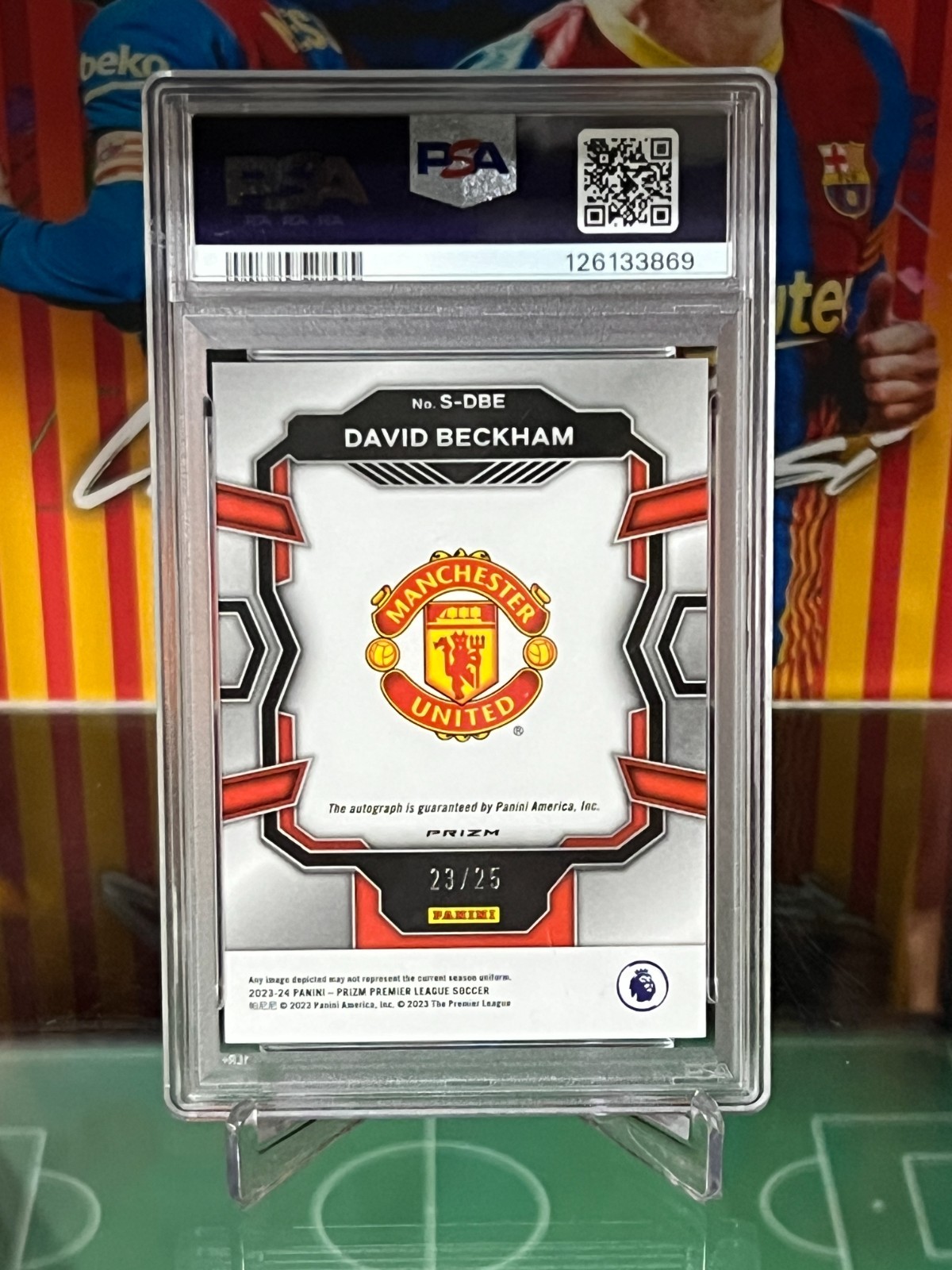 2023 Panini Prizm Premier league E #S-DBE Auto Purple /25 David Beckham PSA 10 view 9