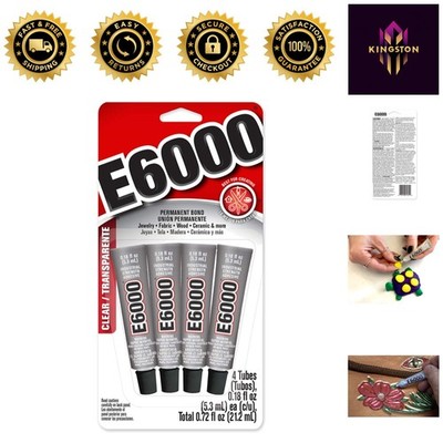 Versatile E6000 Craft Adhesive - 4 Mini Tubes (0.18 oz) for All Materials
