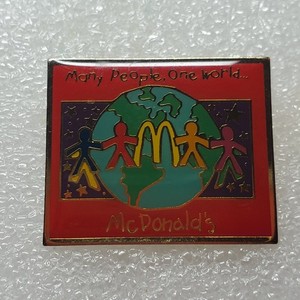 McDonald's Many People One World Pin Gold Tone Enamel Lapel Pin Vintage