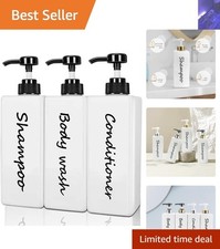 Modern 3-Pack Pump Bottles - Durable Refillable Dispensers for Bath Essentials
