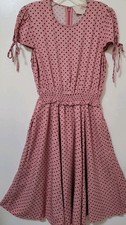 Gal Meets Glam Collection Dress Womens Sz 6 Pink Dot Corinne A-line Casual Midi 