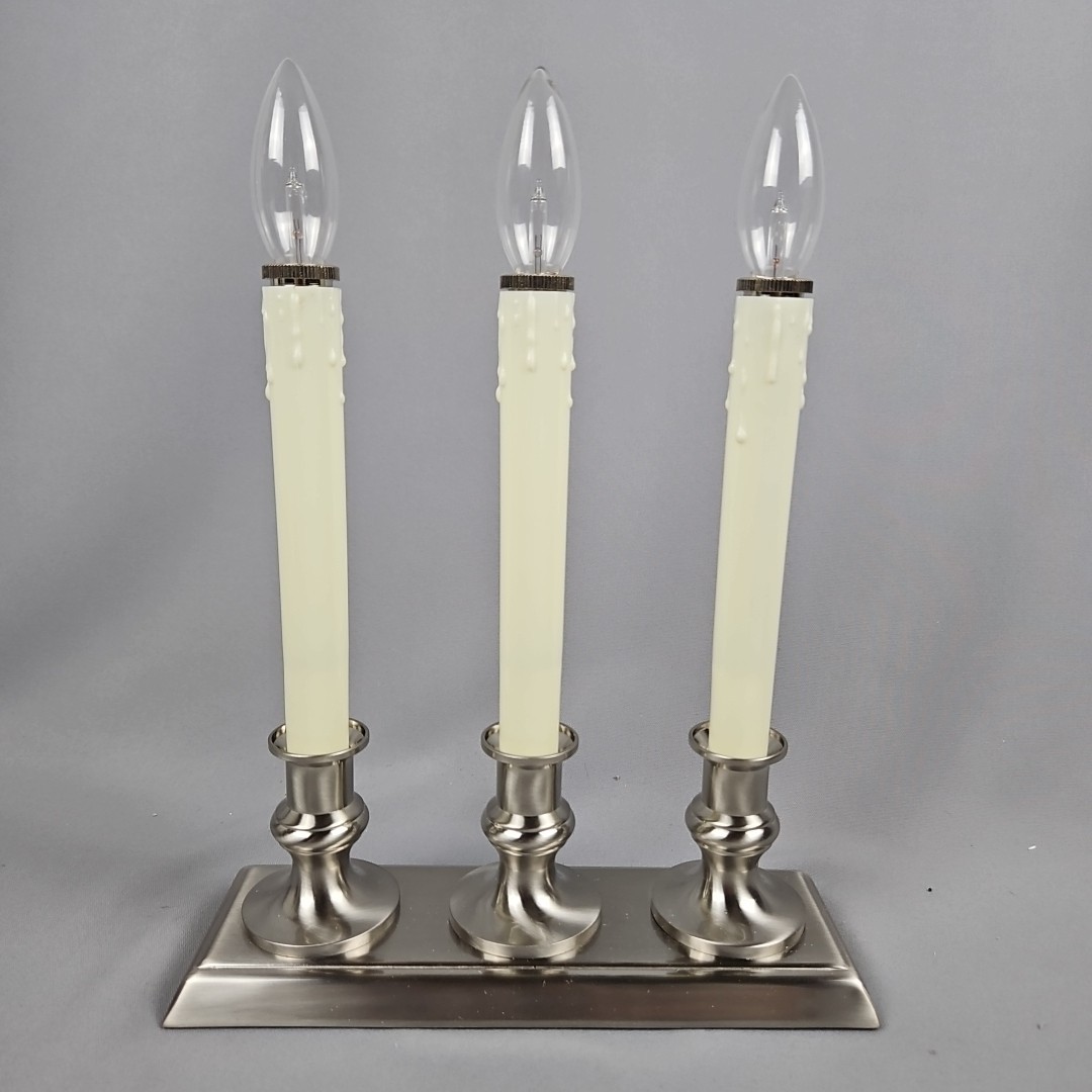 Restoration Hardware Britton Rose Triple Window Candle Lamp Nickel