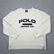 Vtg Polo Jeans Co Ralph Lauren Sweatshirt Mens Large White 67 Embroidered Y2K