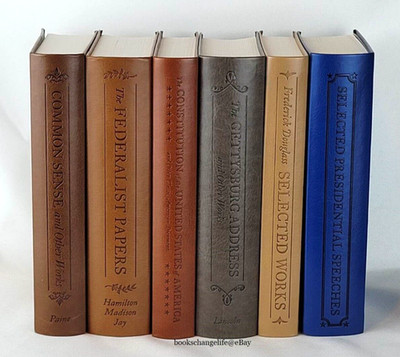 COMMON SENSE, FEDERALIST PAPERS, CONSTITUTION +3 *Set of 6 Leather Book Set NEW*
