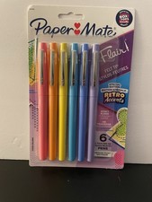 Paper Mate Flare Retro Accents Medium Point Pens Felt Tip Assorted Colors 6 Pk
