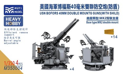 1/350 USN Bofors 40mm Double Mount MK2 With Shield Detail Upgrade Set 