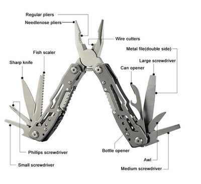 15 in 1 Multitool Pliers, Multi Tool, Stainless Steel, Pocket Knife Screwdriver