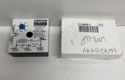 NEW NO BOX! DAYTON 12-125V .5-10SEC OFF DELAY SOLID STATE TIMER 5WML8