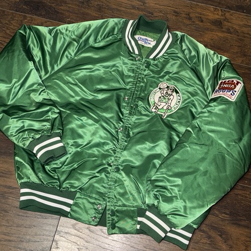 Boston Celtics Chalk Line Vtg 80s 90s Satin Bomber Jacket Spell Out Hot Hoops Lg - Picture 6 of 19