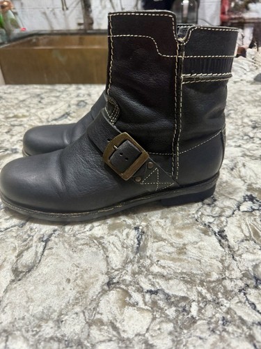 Palladium Leder Schnalle Seitenreißverschluss Stiefel EU40/US Herren 7,5/Damen 9